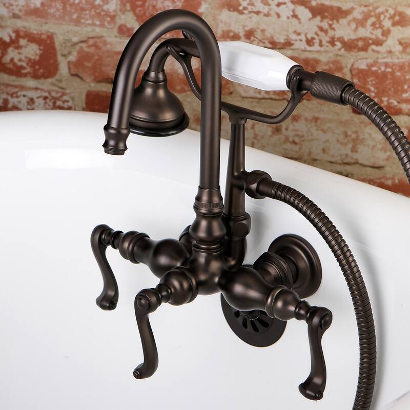 Kingston Brass Royal Wall Mounted Clawfoot Tub Filler Trim with Lever