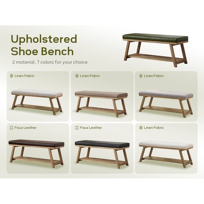 Solid Wood Shoe Bench with Cushion Entryway Shoe Bench