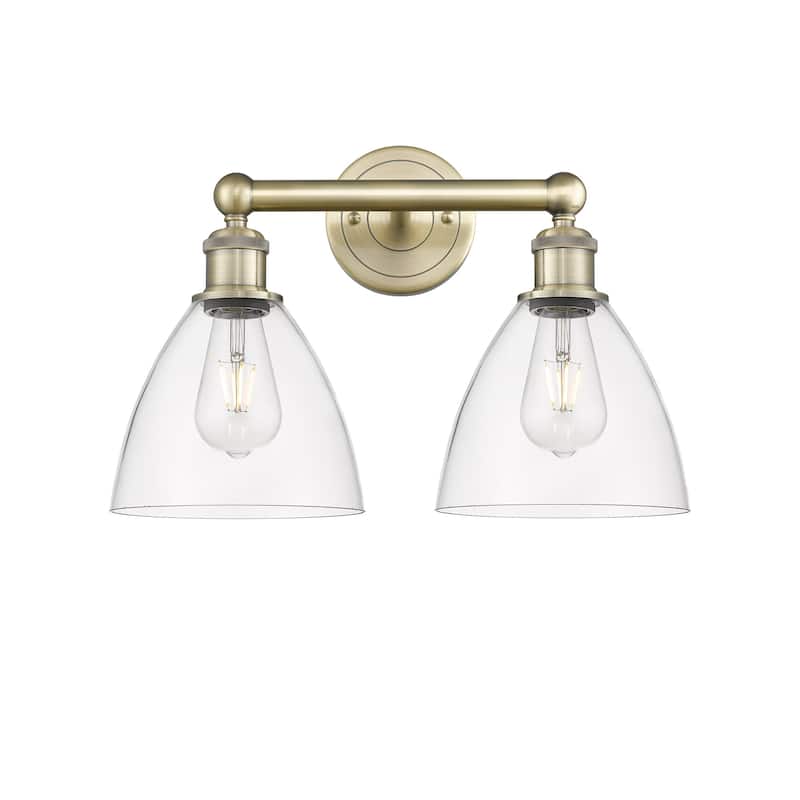 Innovations Lighting 616-2W-12-17 Bristol Vanity Bristol Glass 2 Light - Antique Brass / Clear