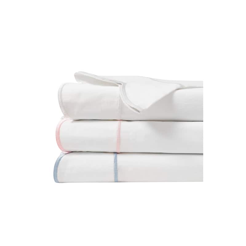 Percale Cotton Scalloped Embroidered Crisp Duvet Set and Sham