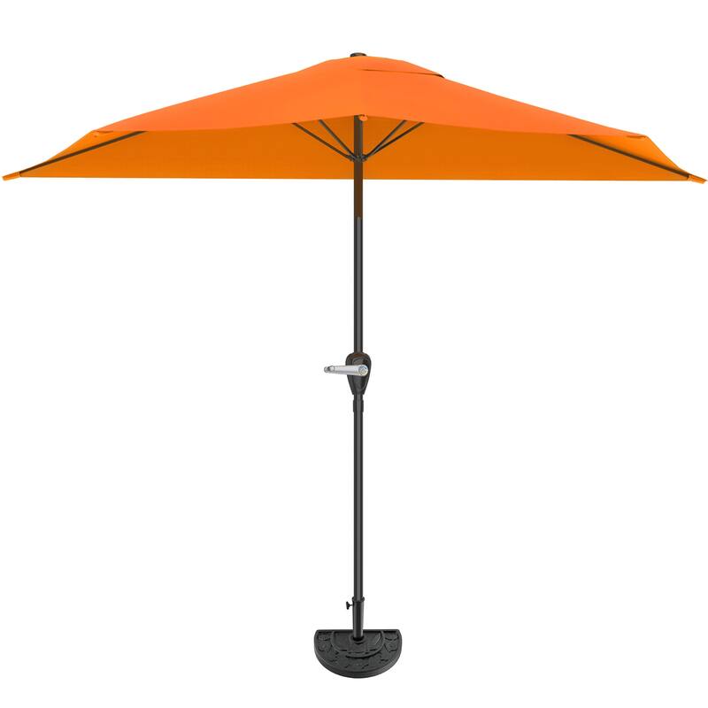 Pure Garden 9ft Half Umbrella with Base - Terracotta