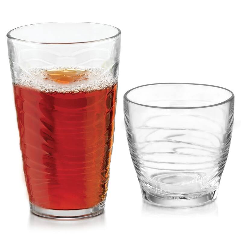 Libbey Orbita 16-Piece Tumbler and Rocks Glass Set - Set of 16