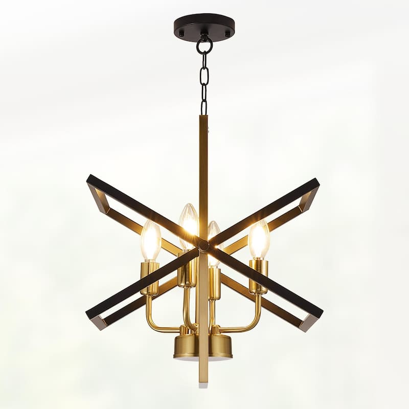 4-Light Industrial Farmhouse Rotation Rectangle Chandelier 27-Inch - N/A