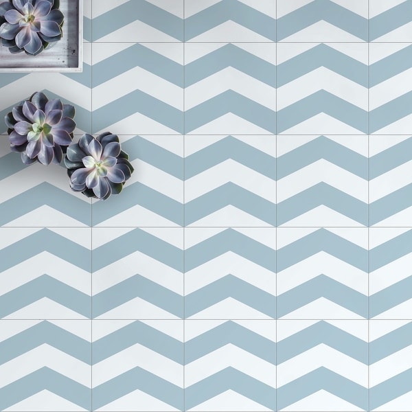 8x8 Graphic Blue Chevron Porcelain Floor and Wall Tile (3.88 Sq. Ft./ 9 pcs per box). Opens flyout.
