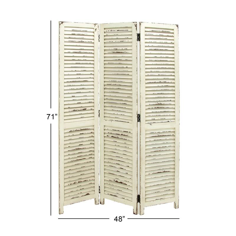 Cream Fir Farmhouse Room Divider Screen 71 x 48 x 1