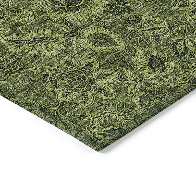 Machine Washable Indoor/ Outdoor Chantille Floral Rug