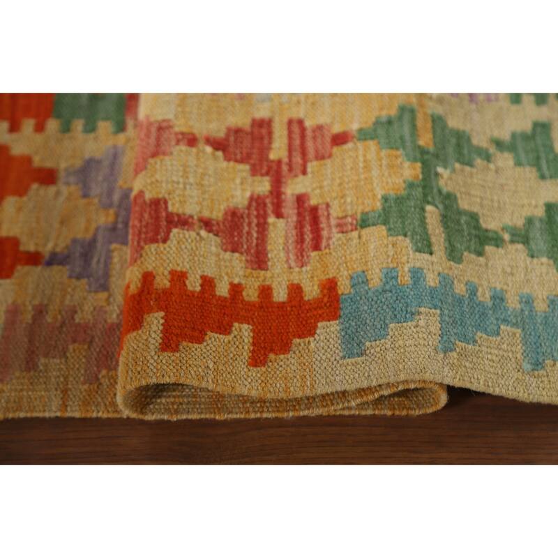 Reversible Kilim Accent Rug Oriental Hand-Woven Wool Carpet - 3'4"x 5'1"