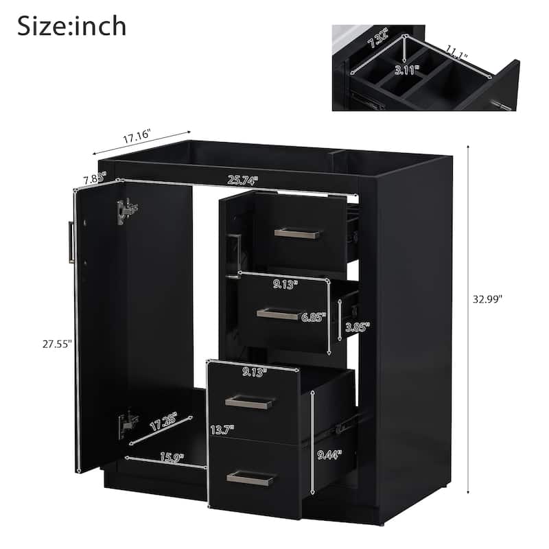 30" Freestanding Bathroom Vanity with Ceramic Sink