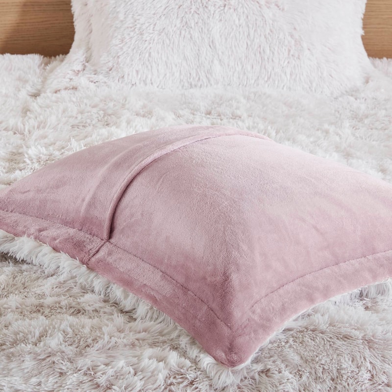 3 PCS King/Cal King Shaggy Faux Fur Comforter Mini Set Pink/White