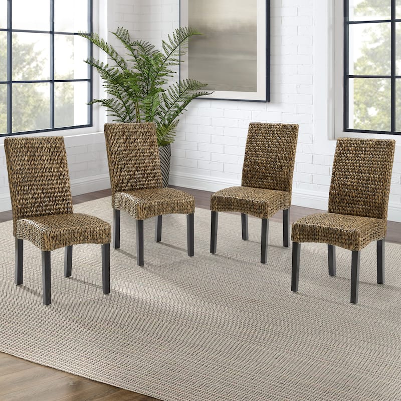 Crosley Edgewater Water Hyacinth Seagrass/ Wood Dining Chair (Set of 4) - 24"x18.75"x37.38"