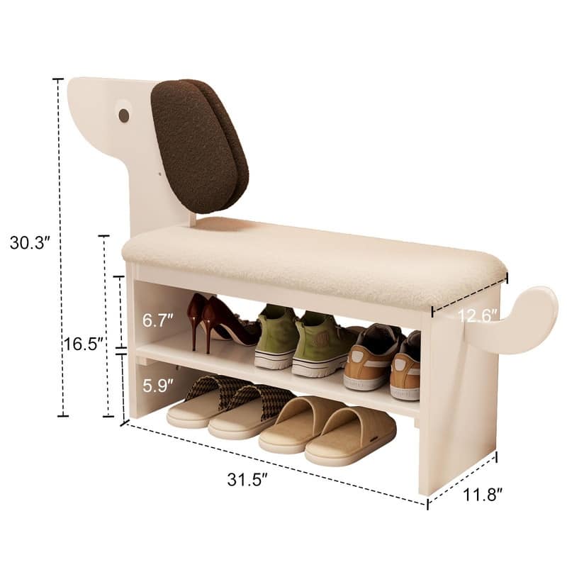 2-Tier Shoe Bench - 35.83"D x 8.07"W x 14.07"H