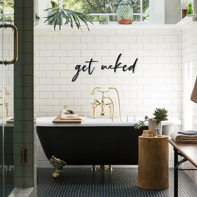 Get Naked Metal Wall Art - Wall Decor for Living Room, Bedroom Sign