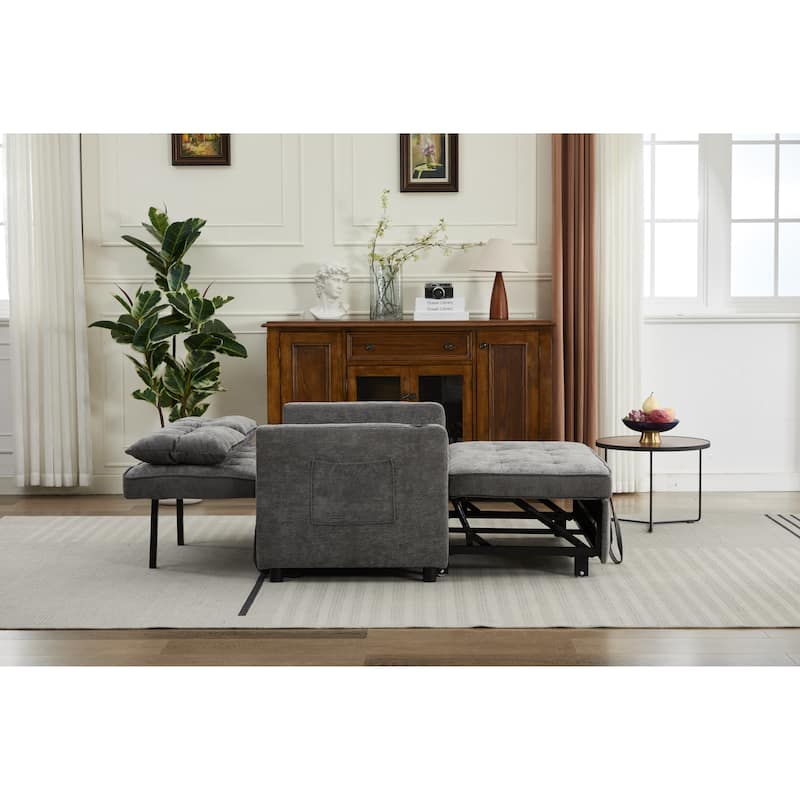 Pull-Out Sofa Bed Daybed, Lounge Chaise Loveseat with Adjustable Backrest, Convertible Sleeper Sofa with USB Charging