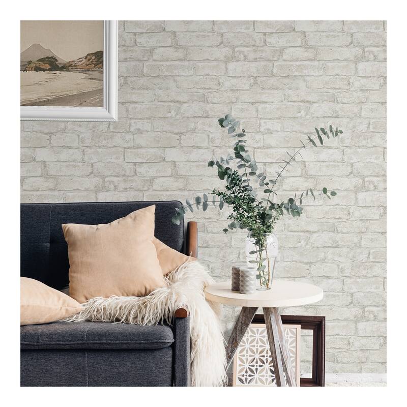 InHome White Denver Brick Peel & Stick Wallpaper - 198in x 20.5in x 0.025in