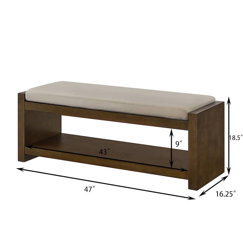 Farmhouse Storage Narrow Hallway Bench with Wood Legs