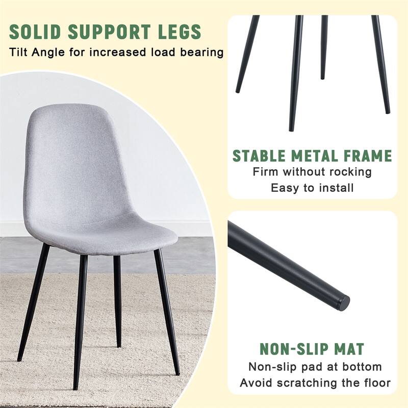 Dining Chairs,Suede Backrest and Metal Legs Combined Chairs,4 PCS