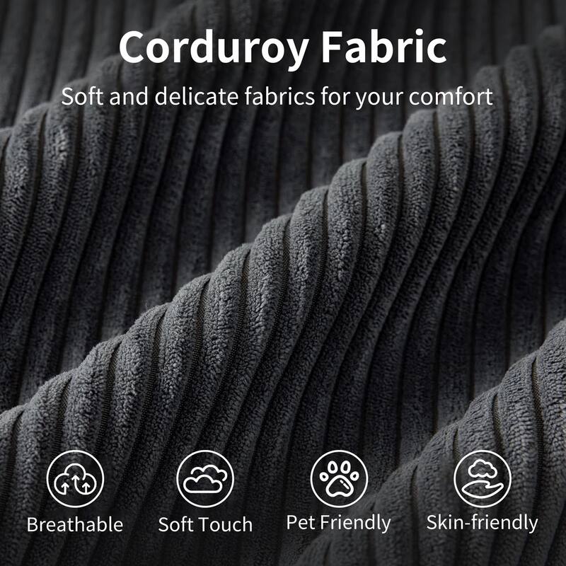 Modland 108”L-Shaped Modular Corduroy Couch with Deep Seats Comfy Sectional Sofa for Living Room