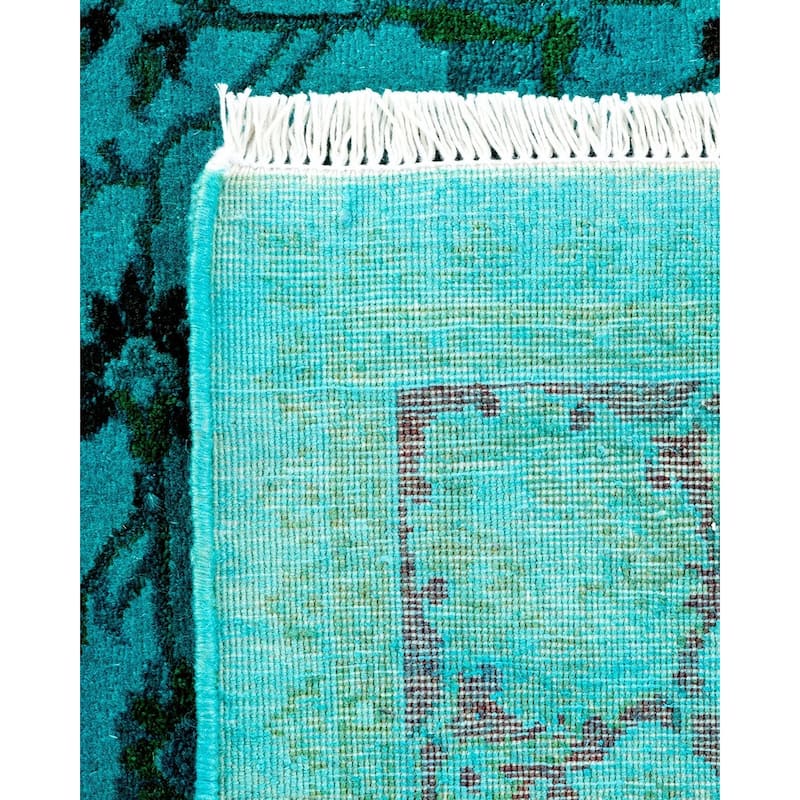 Overton Hand Knotted Wool Vintage Inspired Modern Contemporary Overdyed Blue Area Rug - 2' 9" x 4' 4"