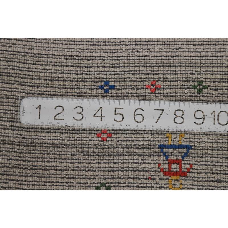 Tribal Gray Gabbeh Indian Area Rug Handmade Wool Carpet - 9'3" x 12'0"