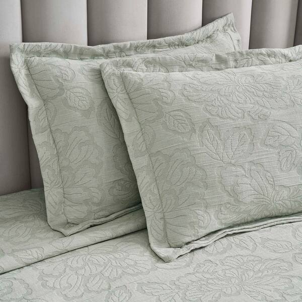 Superior Hibiscus Cotton Matelasse Woven Bedspread and Sham Set