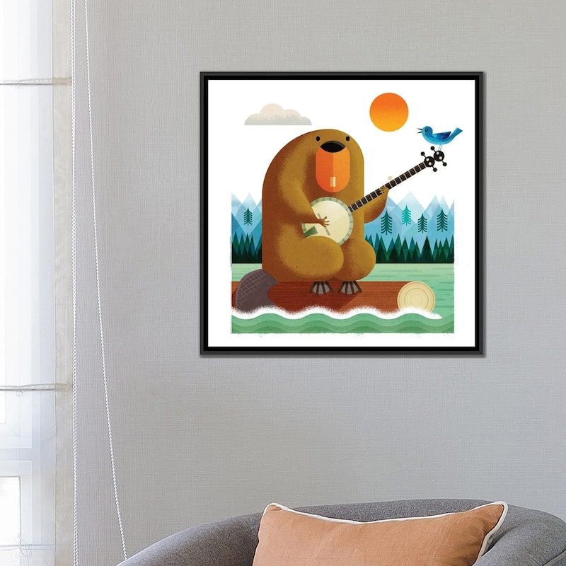 iCanvas "Banjo Beaver And Bluebird" by Gareth Lucas Framed Canvas Print
