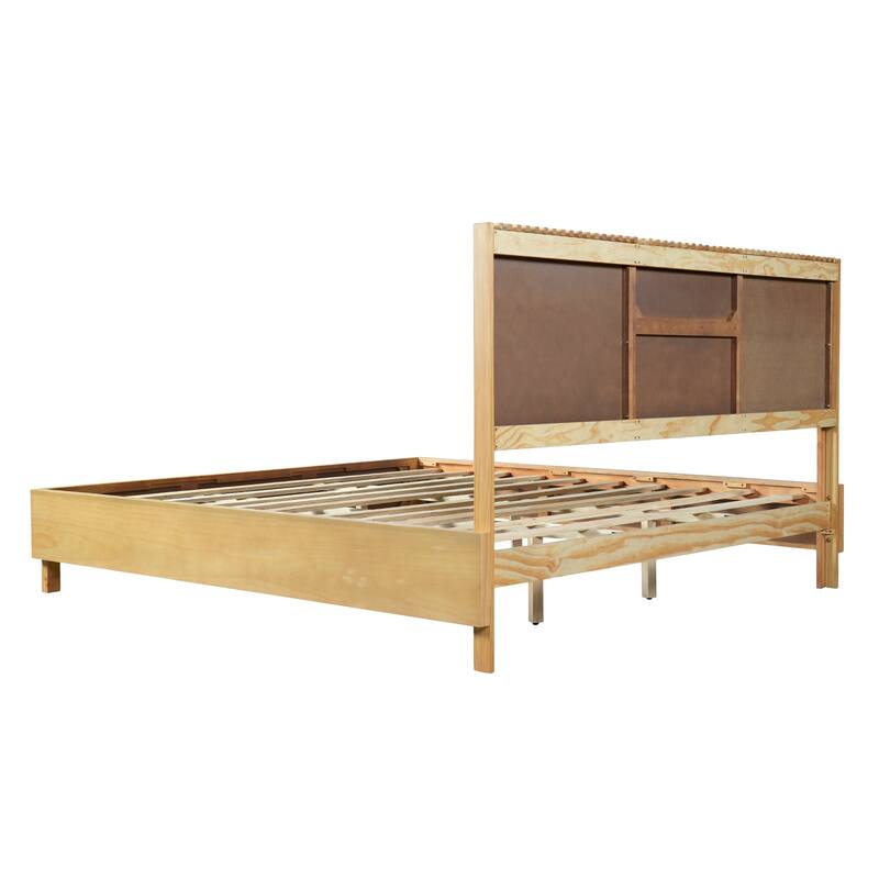 Christopher Knight Home - Adelynn Modern Wood Platform Bed with Vertical Slat Headboard, No Box Spring Needed
