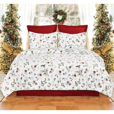 Edith Reversible Holly Full/Queen Quilt Set