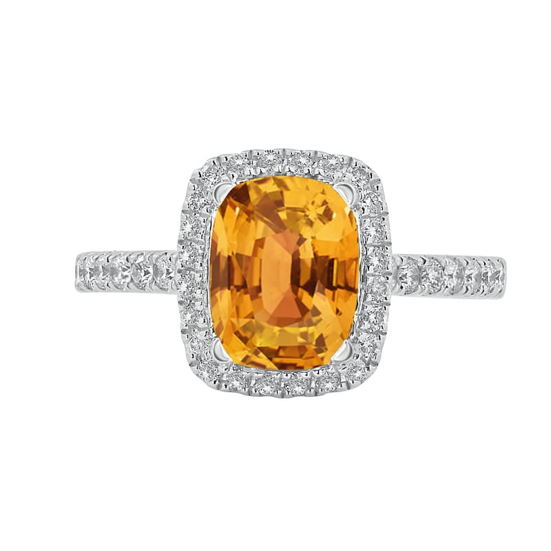 Auriya 1 7/8ct Cushion-cut Citrine and Halo Diamond Engagement Ring 3/8ctw 14k Gold