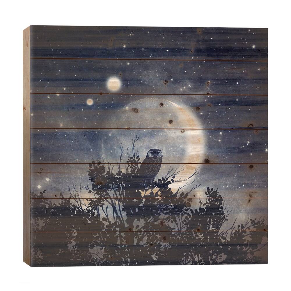 The Moon, Venus, & Jupiter Print On Wood by Paula Belle Flores - Multi-Color
