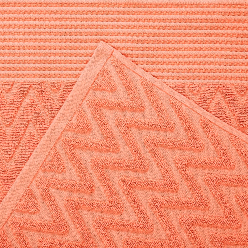 Superior Chevron Zero Twist Solid and Jacquard Cotton 6 Piece Towel Set