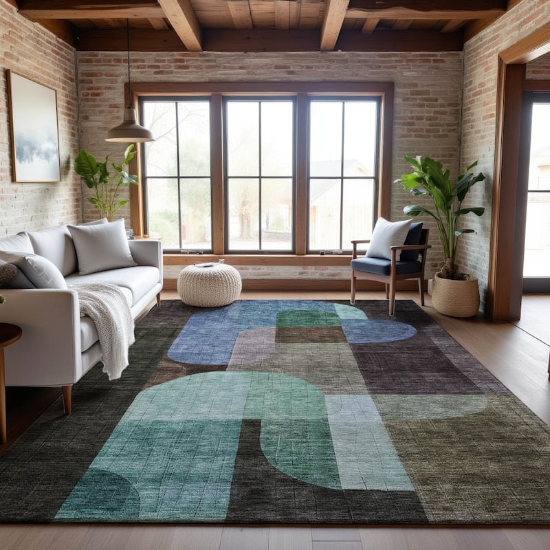 Premium Washable Super Soft Modern Retro Mayfield Rug - Brown - 3' x 5'
