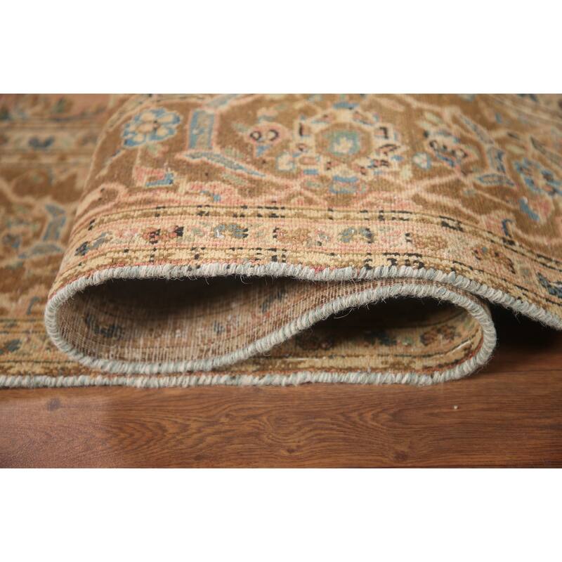 Hand Knotted Oriental 100% Wool Carpet Traditional Floral Coral Kashan Area Rug - 9' 1'' X 6' 5''