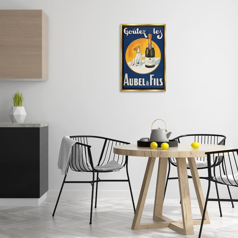 Stupell Dog & Wine Advertisement Framed Floater Canvas Wall Art Design By Marcus Jules