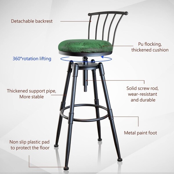 Bar Chair(Set of 2) Vintage Industrial Bar Stool-Farmhouse Swivel