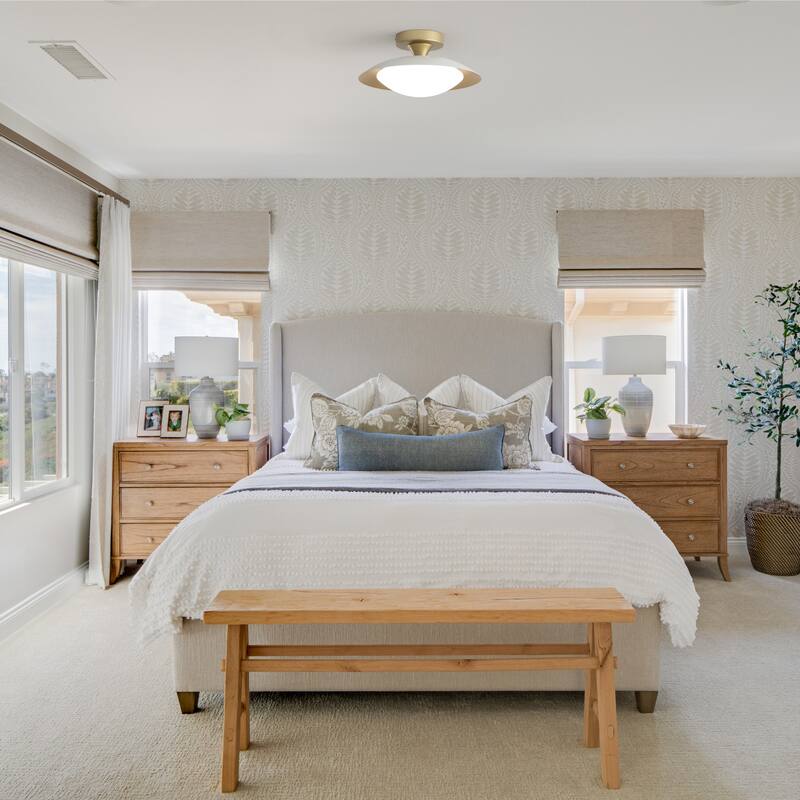 11.8-in W LED Compatible Mid-Century Modern Semi Flush Mount Ceiling Light