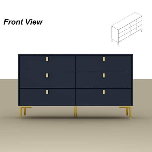 55.1"W 6-Drawer Double Dresser Black Gold Storage Cabinet Chest - On Sale -  Bed Bath & Beyond - 36937408