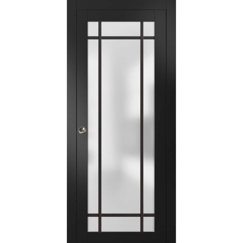 French Pocket Door 18 x 80 Planum 2112 Matte Black Kit Trims Rail