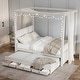 preview thumbnail 9 of 46, Upholstered Canopy Platform Bed with Trundle and Storage Drawers
