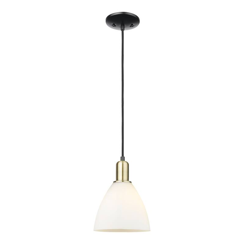 Innovations Lighting Endless Possibilities Arcadia - Bristol - 1 Light 8" Cord Hung Mini Pendant - Black Antique Brass/Matte White