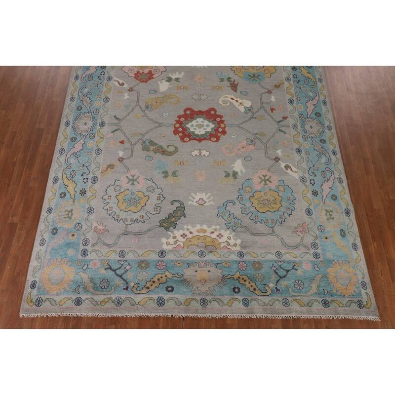 Gray Transitional Oushak Oriental Area Rug Handmade Wool Carpet - 9'0"x 11'11"