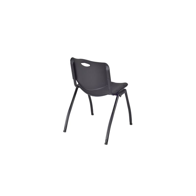 36 in. Round Breakroom Table- Grey Top, Black Base & 4 M Stack Chairs- Black