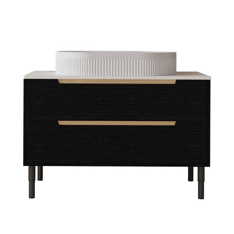 36 inch Bathroom Vanity, Freestanding or Wall Mounted with Ceramic Integrated Sink & Soft-Close Drawers