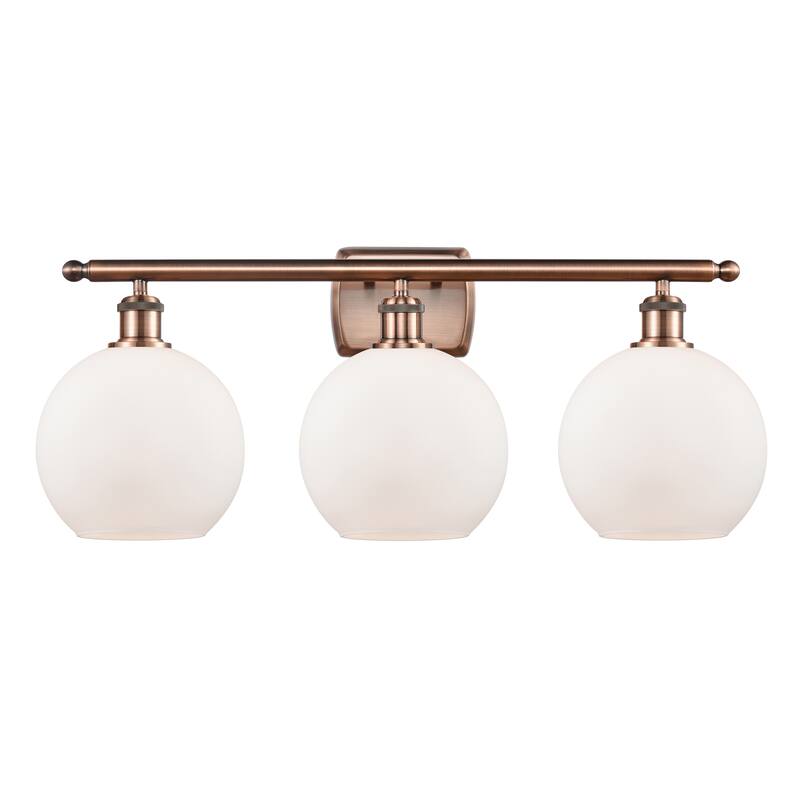 Innovations Lighting Athens 3 Light 26" Bath Vanity Light - 8" Shade - Antique Copper/Matte White