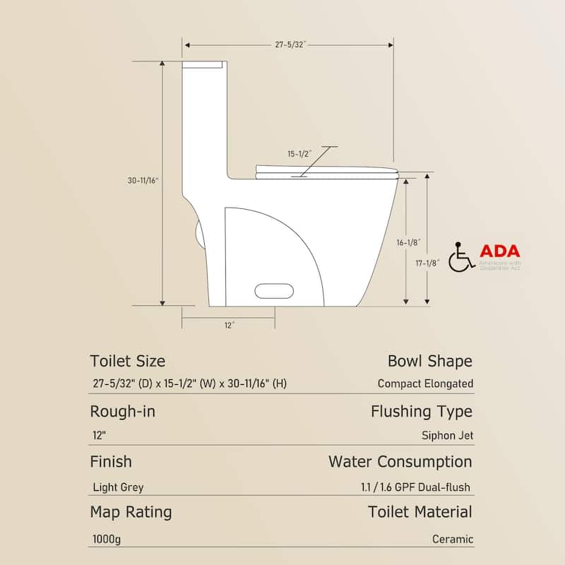 Light Grey One-Piece Toilet