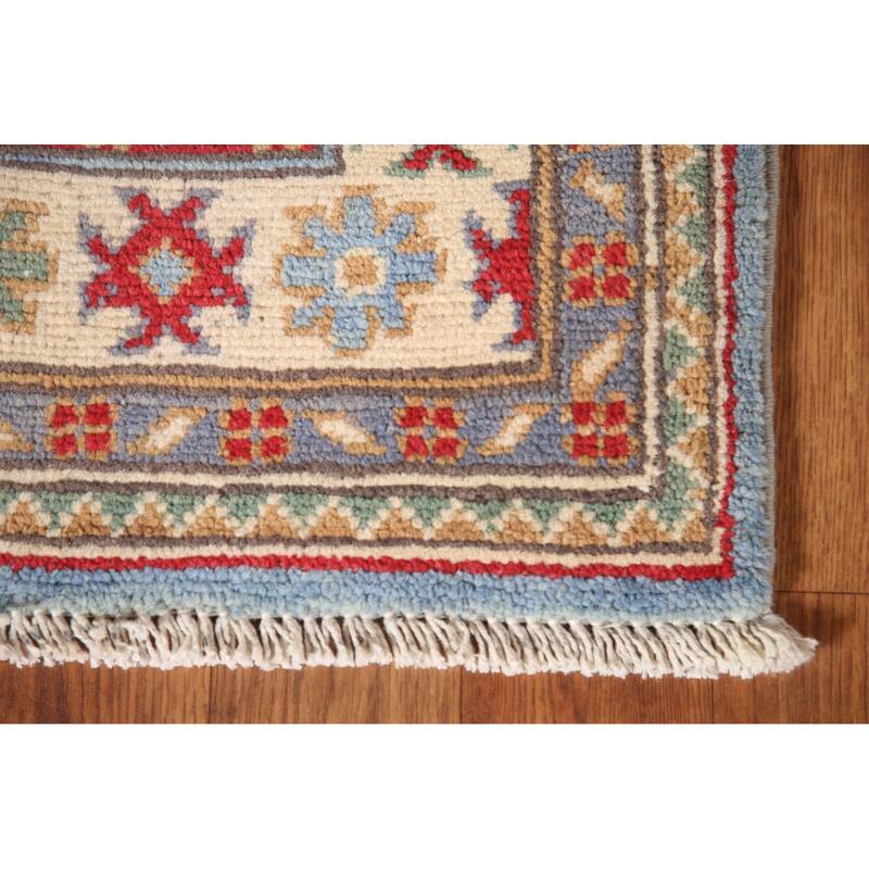 Light Blue Kazak Oriental Accent Rug Handmade Wool Carpet - 2'8" x 4'0"