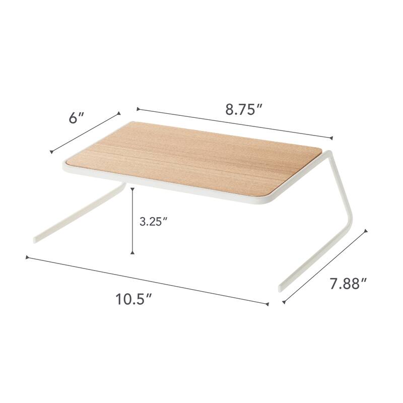 Yamazaki Home Dish Riser - 2 Sizes, Steel and Wood, Small, Holds 3.3 lbs