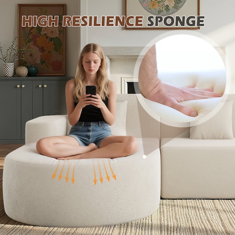 EROMMY Corner Sofa, Modern L-Shaped Sectional Couch with Chaise Lounge, Deep Seat Soft Upholstered Sofa for Living Room Bedroom.