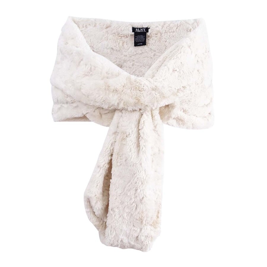 cream faux fur shawl