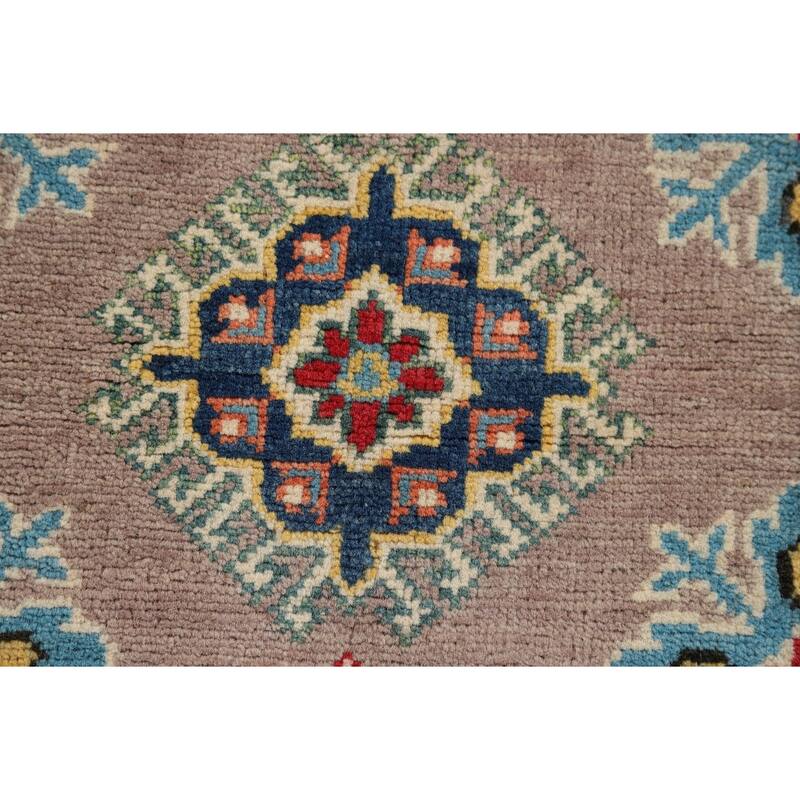 Hand Knotted Oriental 100% Wool Carpet Traditional Geometric Brown Kazak Area Rug - 2' 11'' X 2' 1''