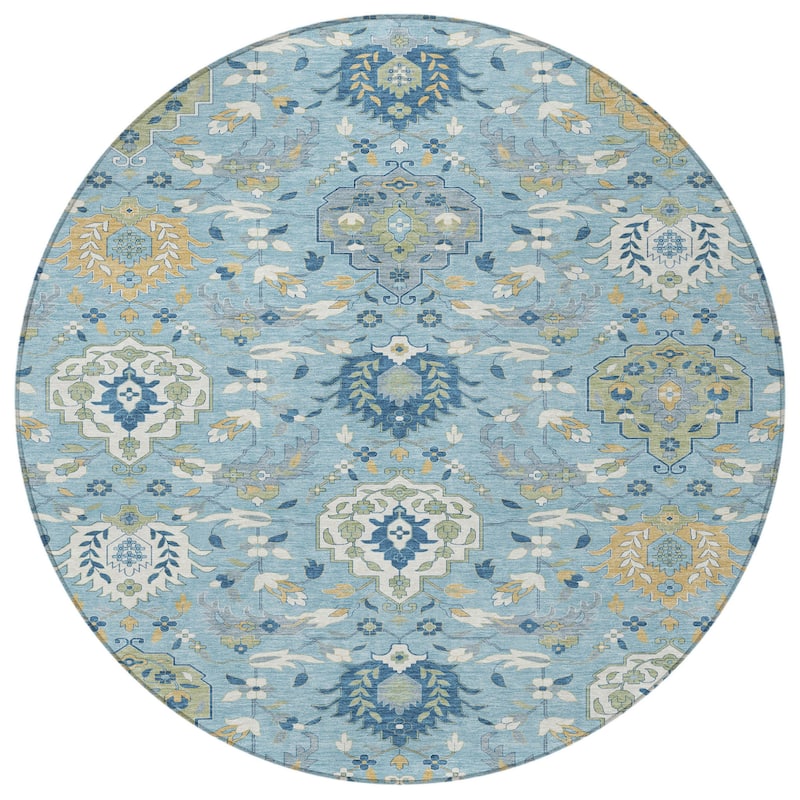 HomeRoots Damask Traditional Rectangle Outdoor Rug